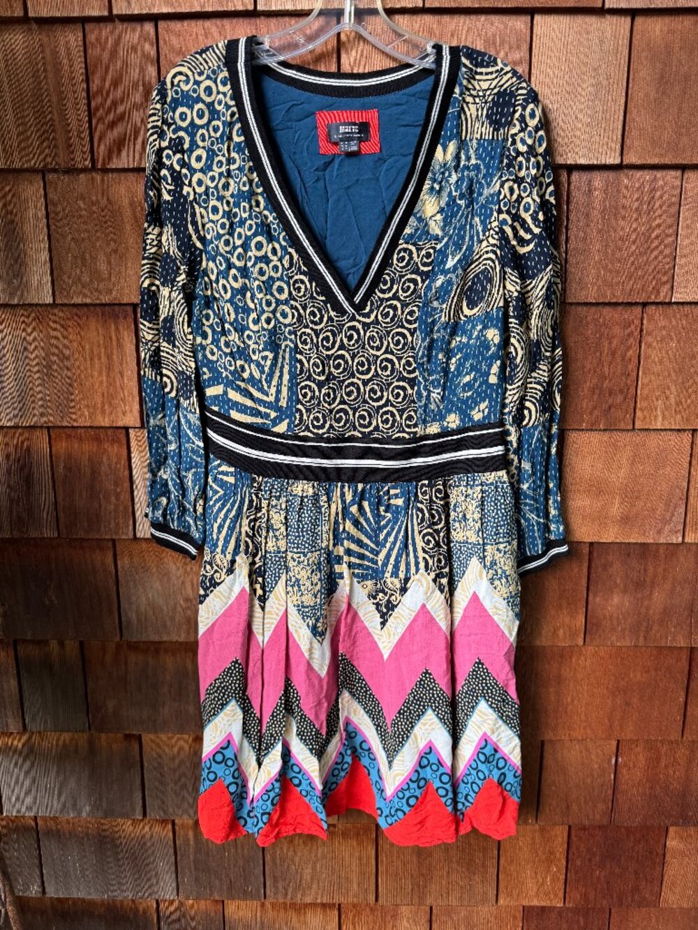 Maeve by Anthropologie Sporty Long Sleeve Chevron Dress in Women's 12